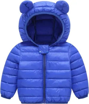 Toddler Baby Boys Girls Puffer Jacket Newborn Warm Cotton Padded Jacket Winter Bear Ears Hooded Coat