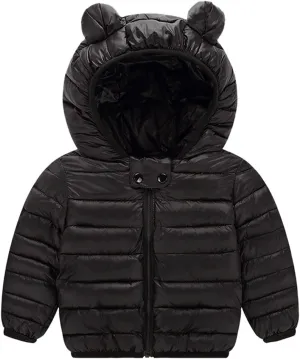 Toddler Baby Boys Girls Puffer Jacket Newborn Warm Cotton Padded Jacket Winter Bear Ears Hooded Coat