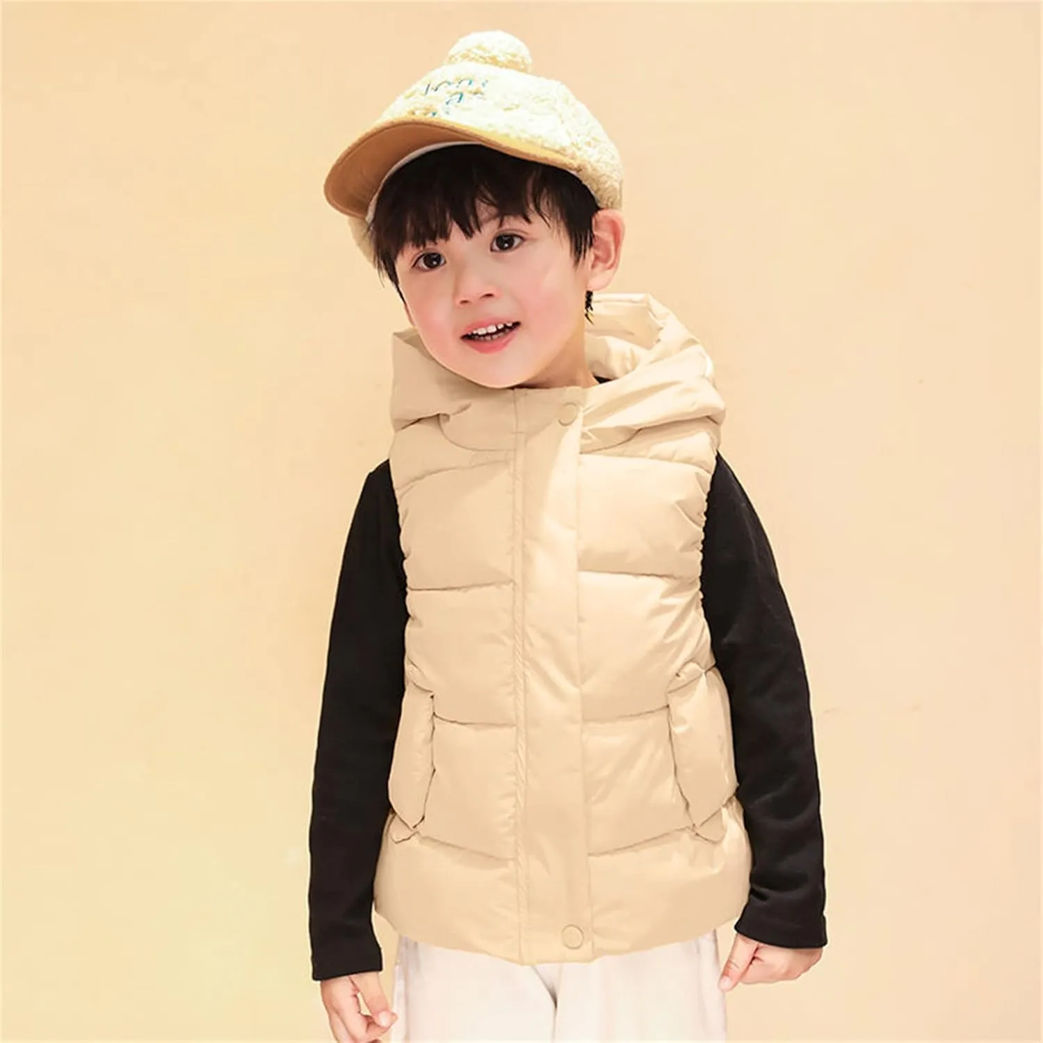 Toddler Boys Girls Winter Down Coat Soft Cotton Padded Jacket Cute Bear Ears Thick Hooded Jacket
