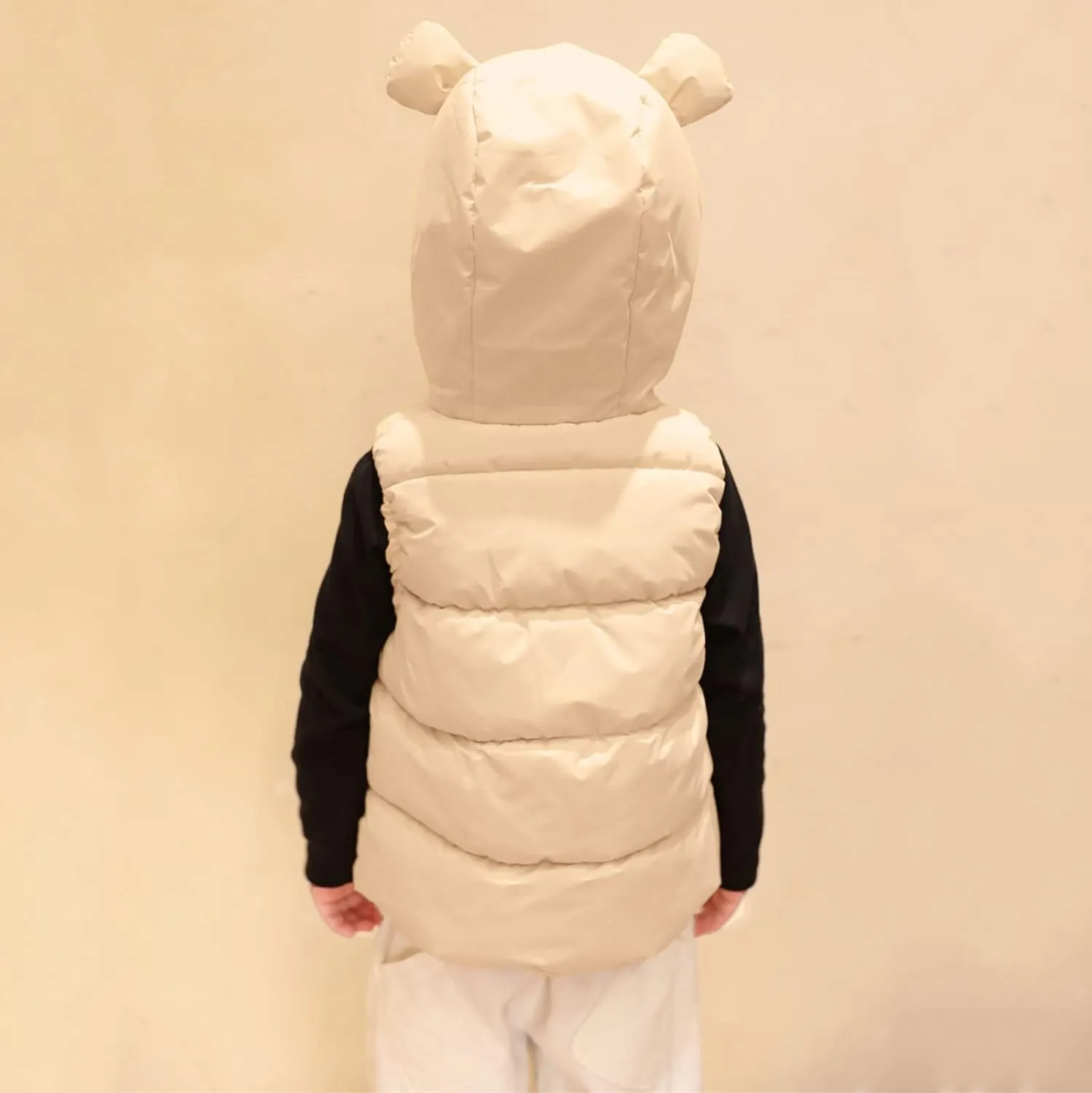 Toddler Boys Girls Winter Down Coat Soft Cotton Padded Jacket Cute Bear Ears Thick Hooded Jacket