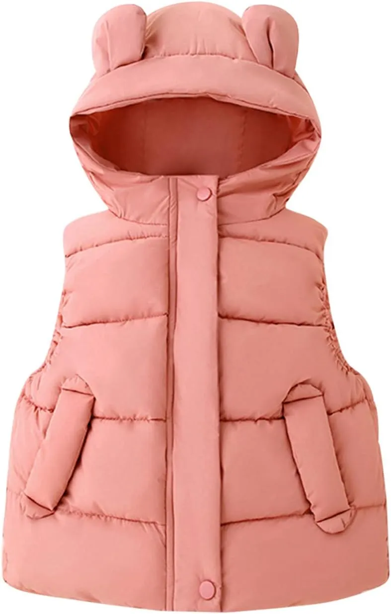 Toddler Boys Girls Winter Down Coat Soft Cotton Padded Jacket Cute Bear Ears Thick Hooded Jacket