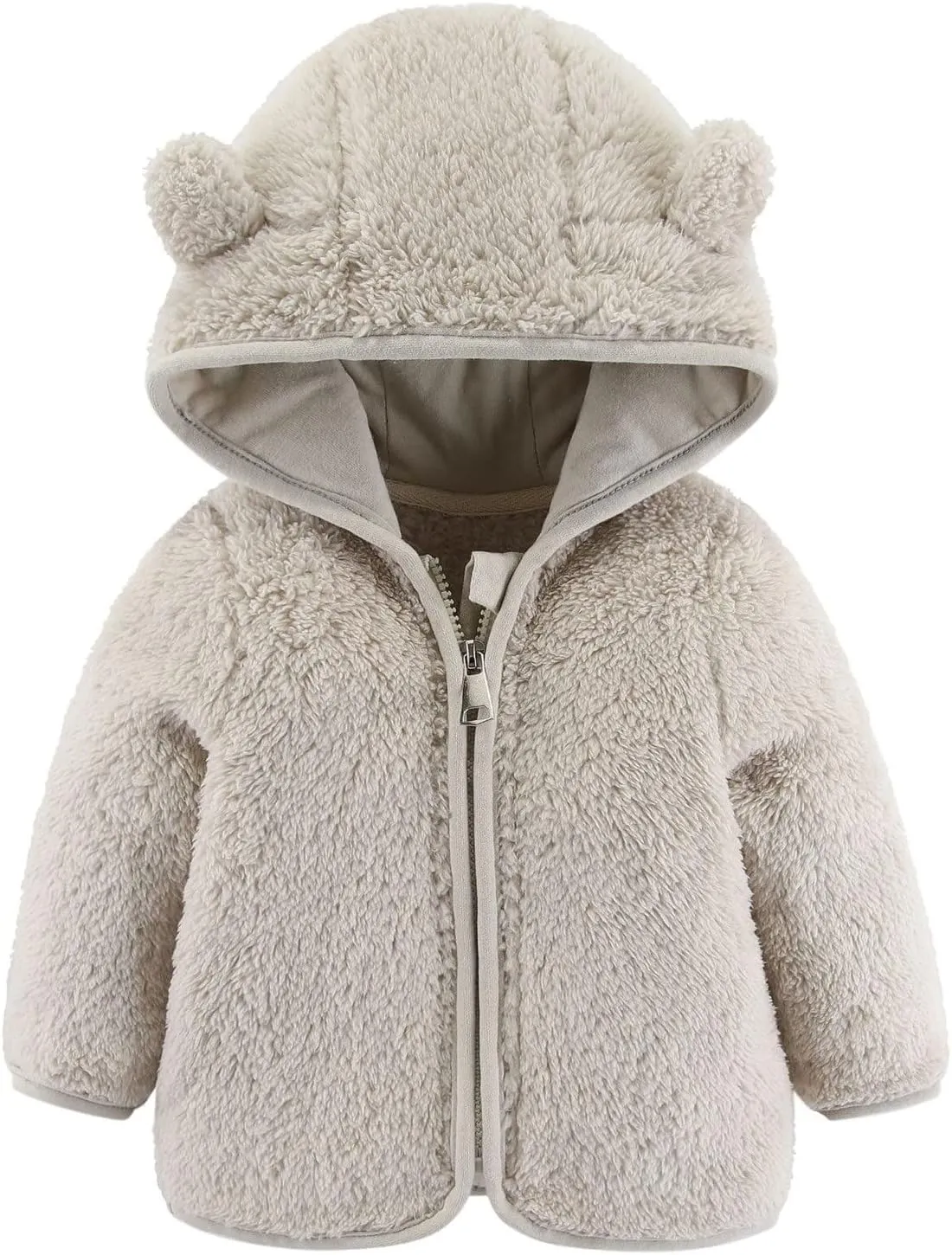 Toddler Boys Girls Winter Down Coat Soft Cotton Padded Jacket Cute Cartoon Bear Ears Thick Hooded Jacket