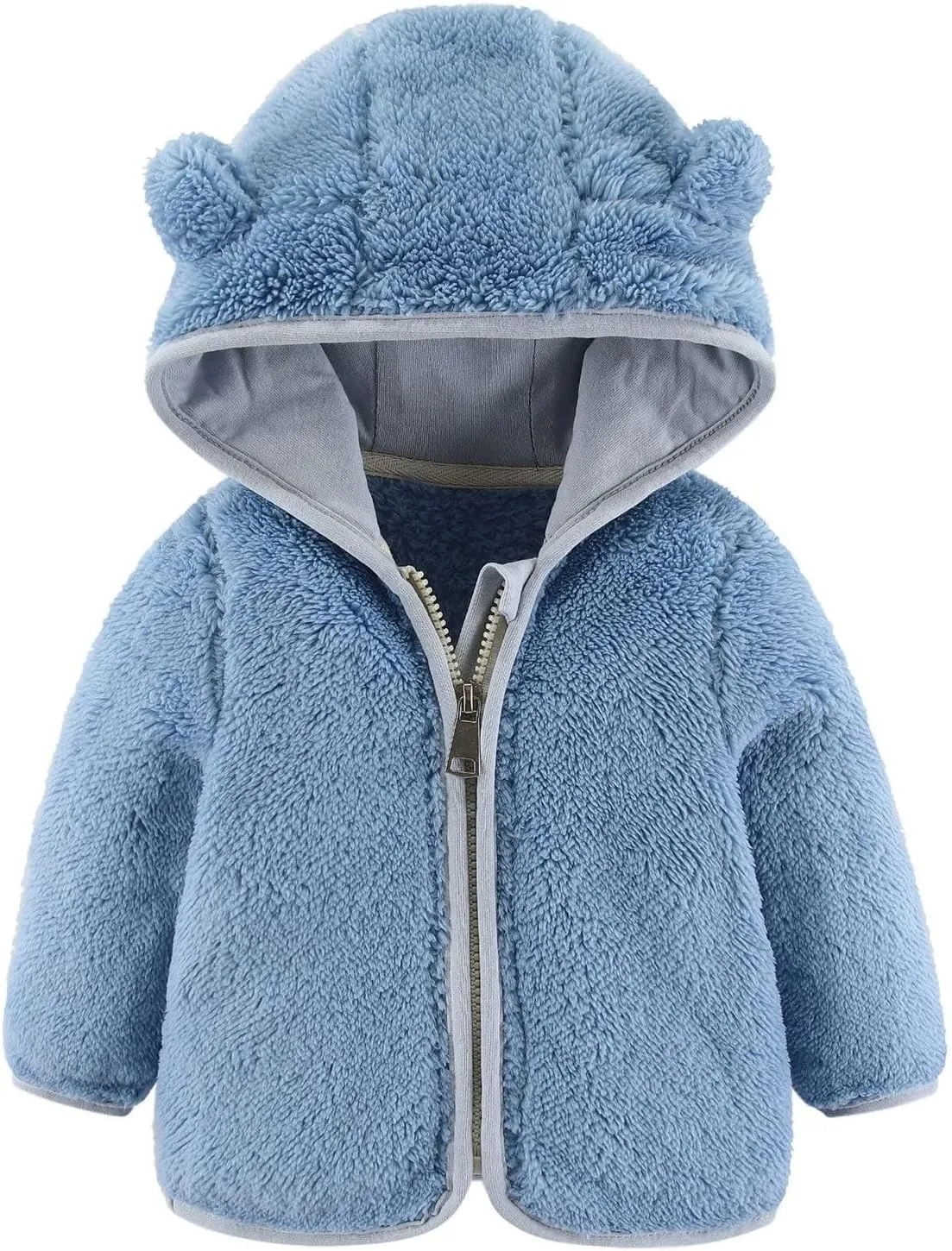 Toddler Boys Girls Winter Down Coat Soft Cotton Padded Jacket Cute Cartoon Bear Ears Thick Hooded Jacket