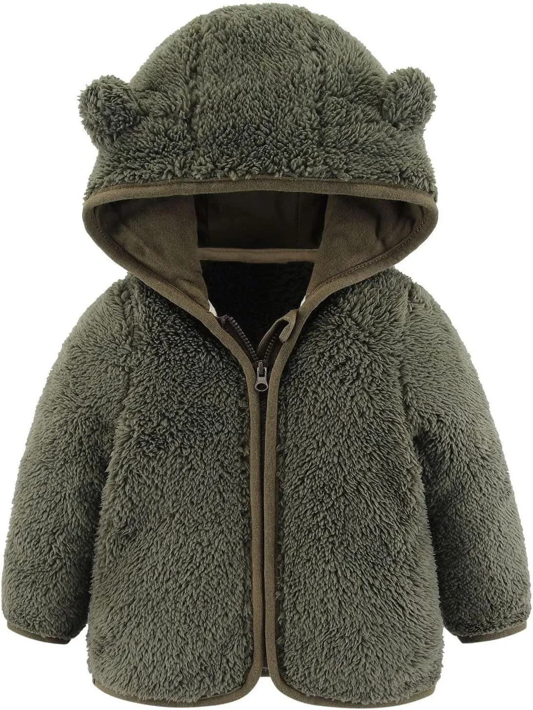 Toddler Boys Girls Winter Down Coat Soft Cotton Padded Jacket Cute Cartoon Bear Ears Thick Hooded Jacket