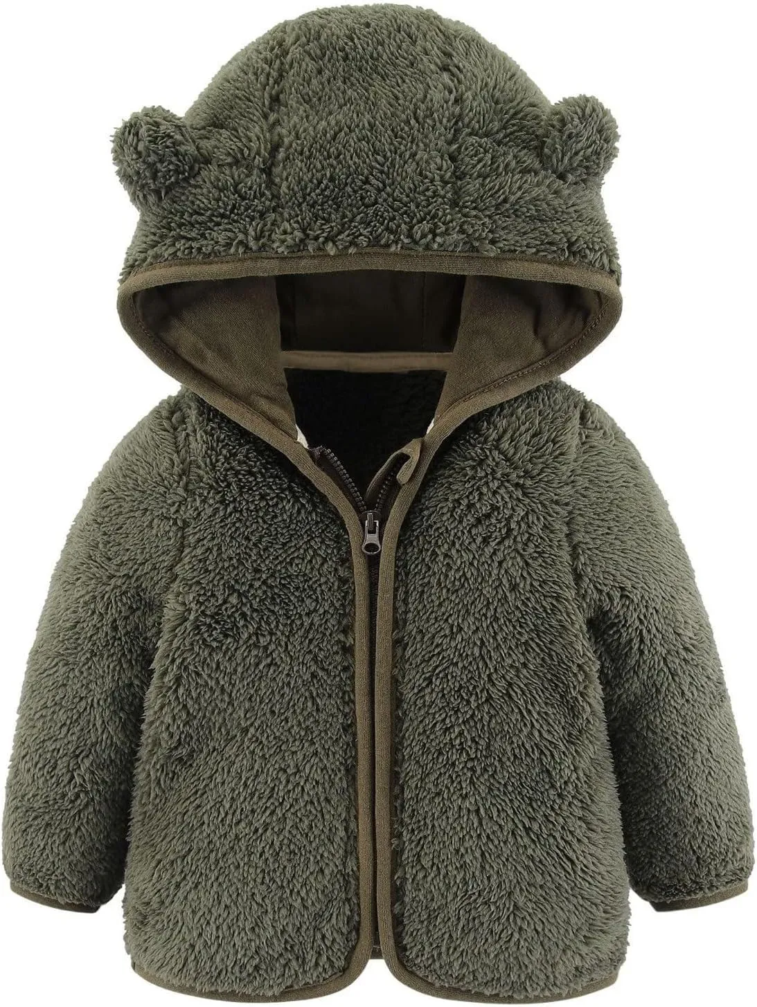 Toddler Boys Girls Winter Down Coat Soft Cotton Padded Jacket Cute Cartoon Bear Ears Thick Hooded Jacket
