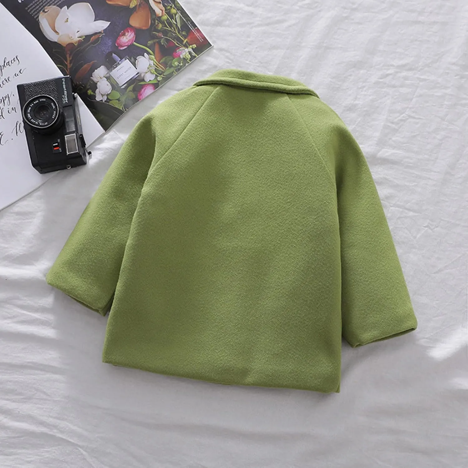 Toddler Kids Plaid Coat Elegant Notched Collar Double Breasted Wool Blend Over Pea Coat Baby Boys Girls Trench Coat Jacket