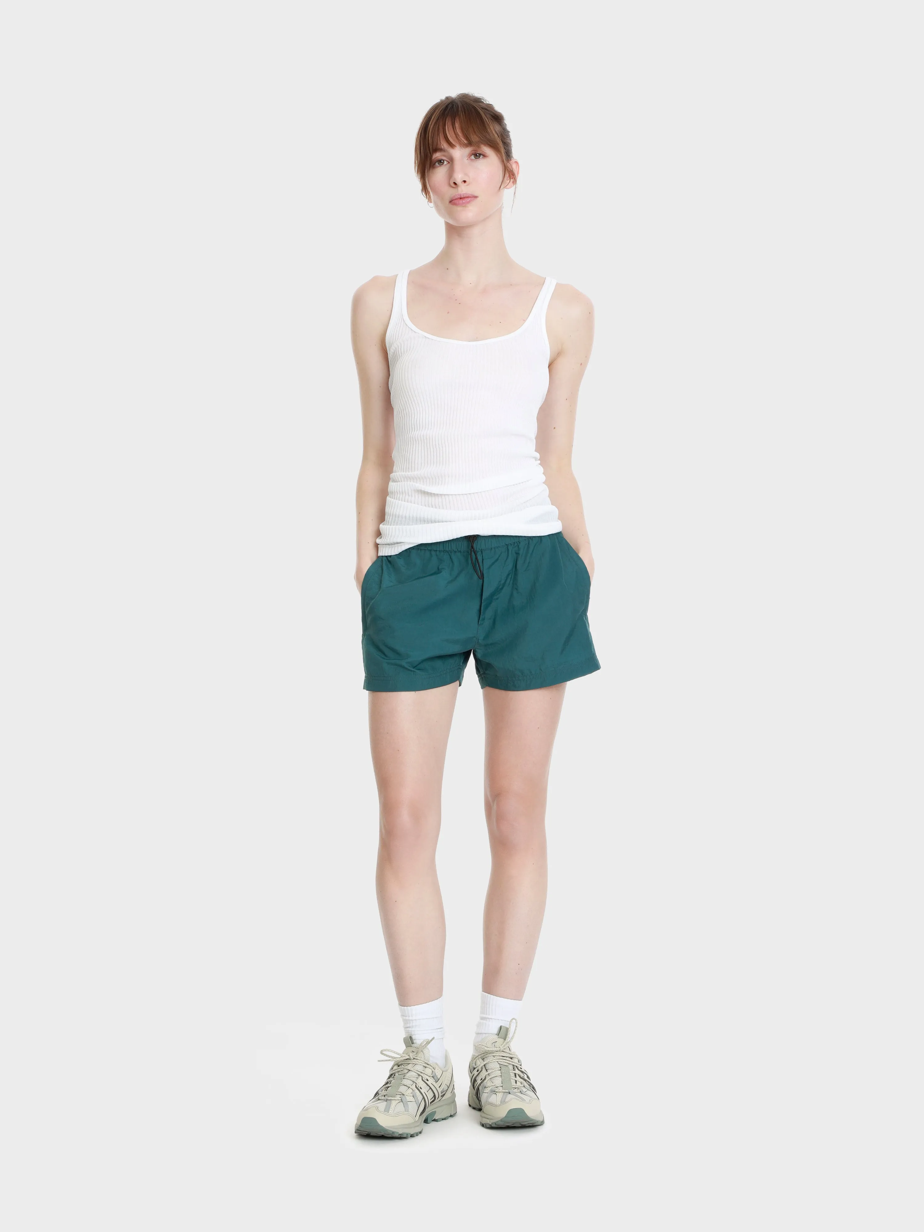 Unisex running ripstop shorts zip pockets