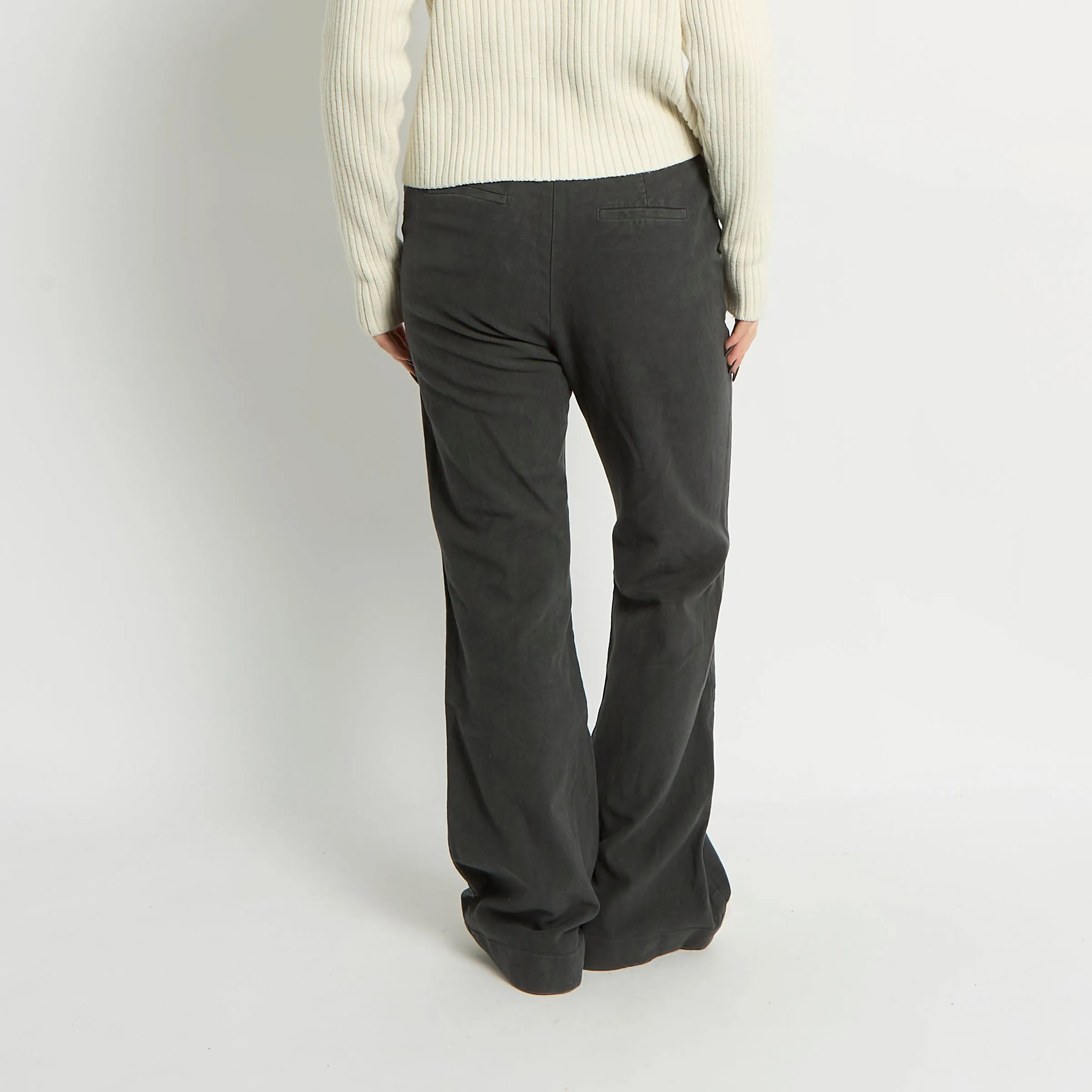 Velvet Feel Trousers With Flared Bottom - UK 12
