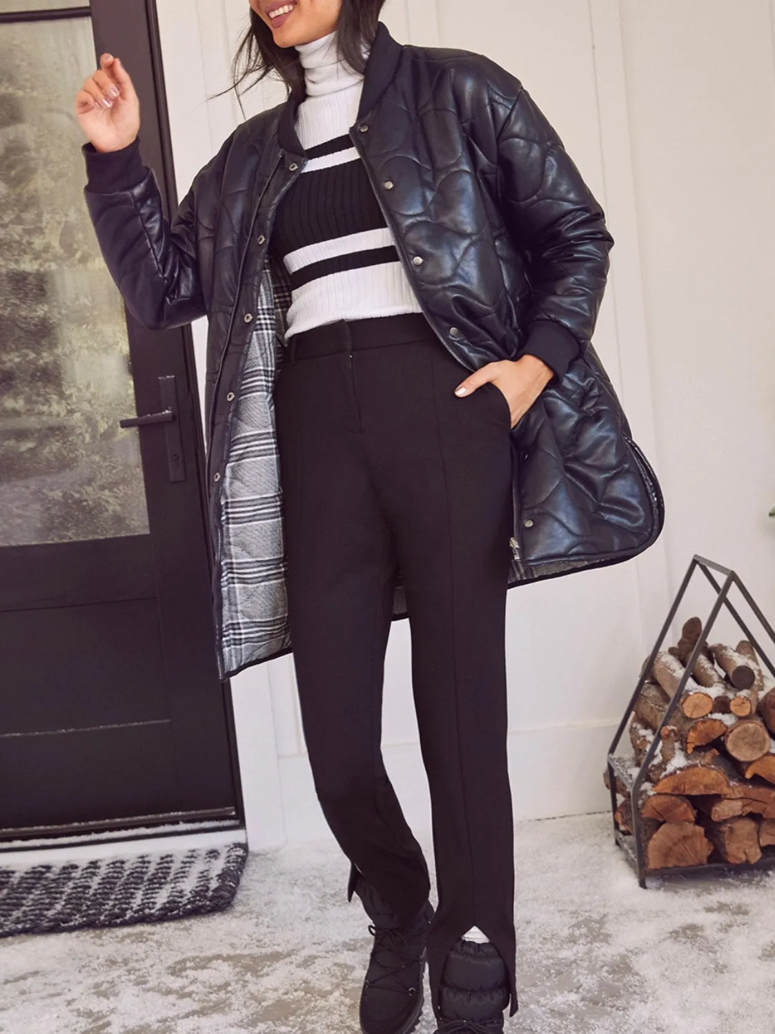 Velvet Kyndall Slit Pant in Black