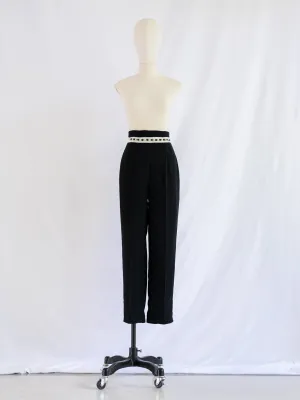 Vintage High-Waisted Chiffon Faux Belt Trouser