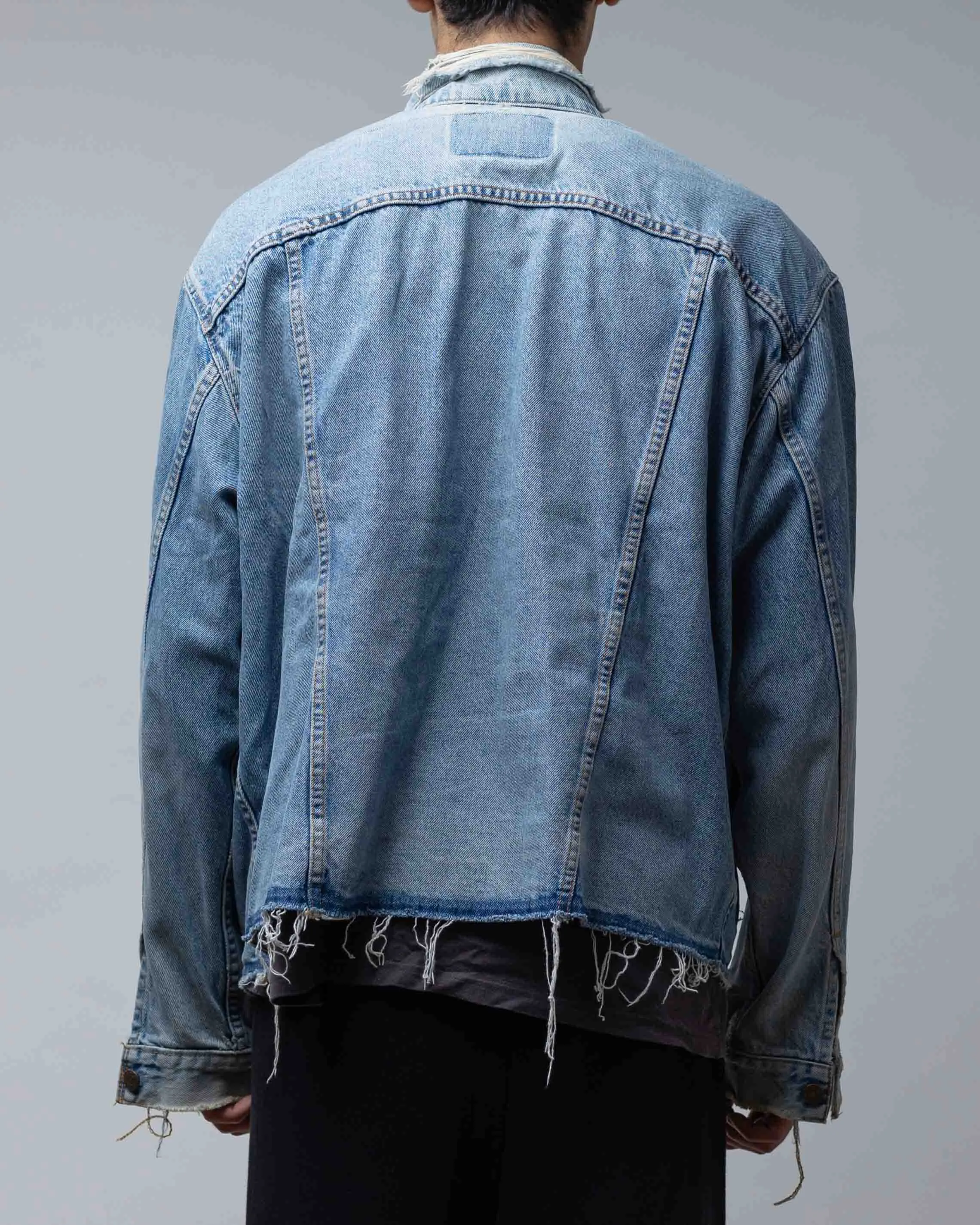 Vintage Levis 90's Distressed And Faded Denim Jacket Light Blue