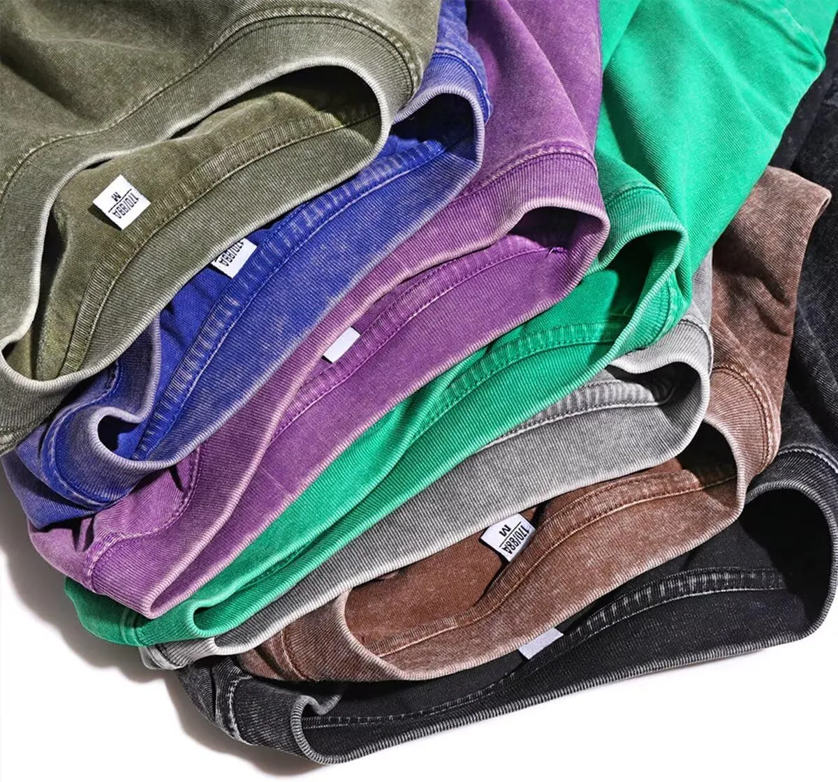 WDPL Men's Acid Cotton T-Shirts Oversized Unisex Short Sleeves Casual Loose Wash Solid Basic Tee Tops