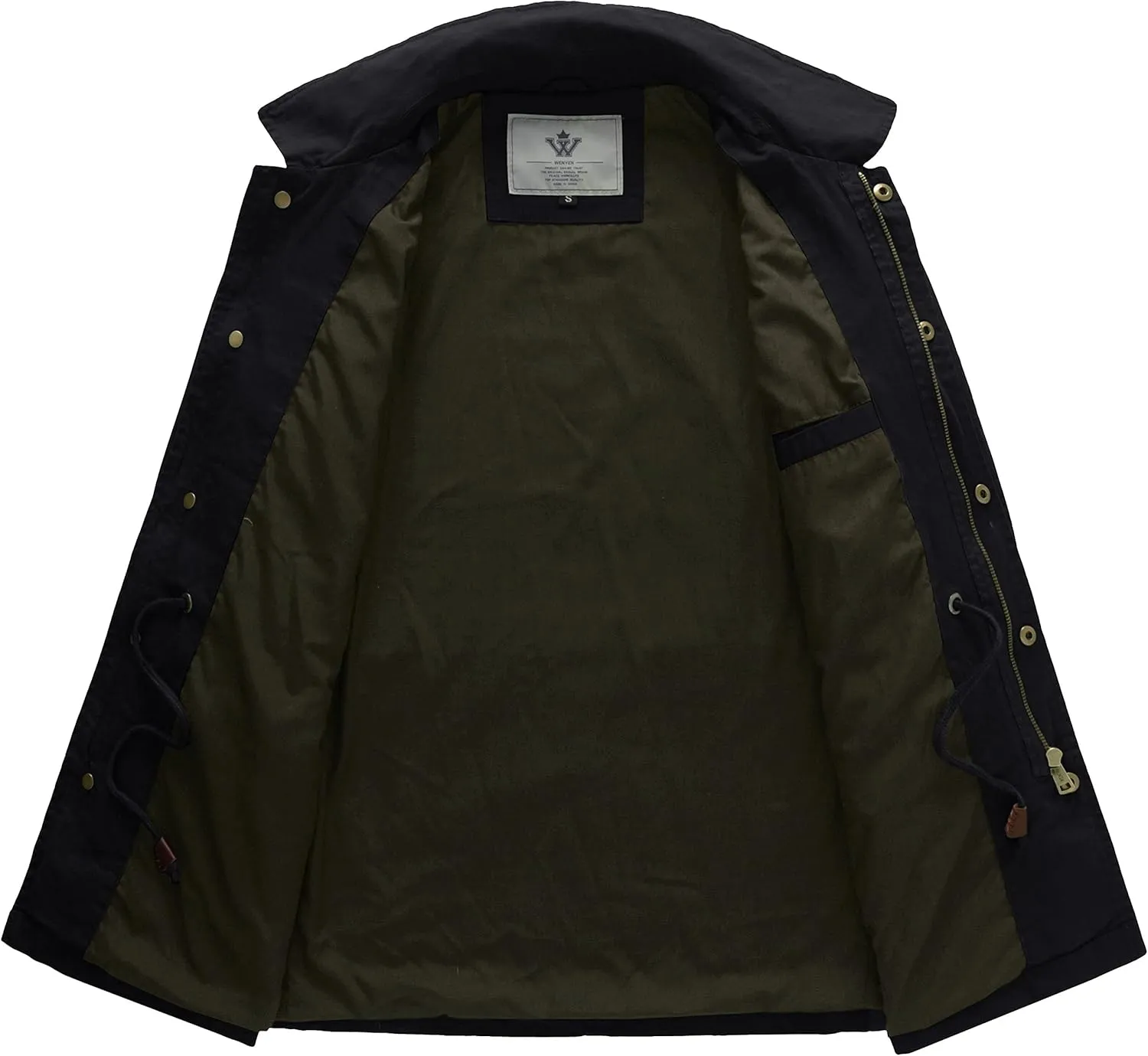 WenVen Women's Lightweight Canvas Cotton Military Jacket Utility Lapel Anorak