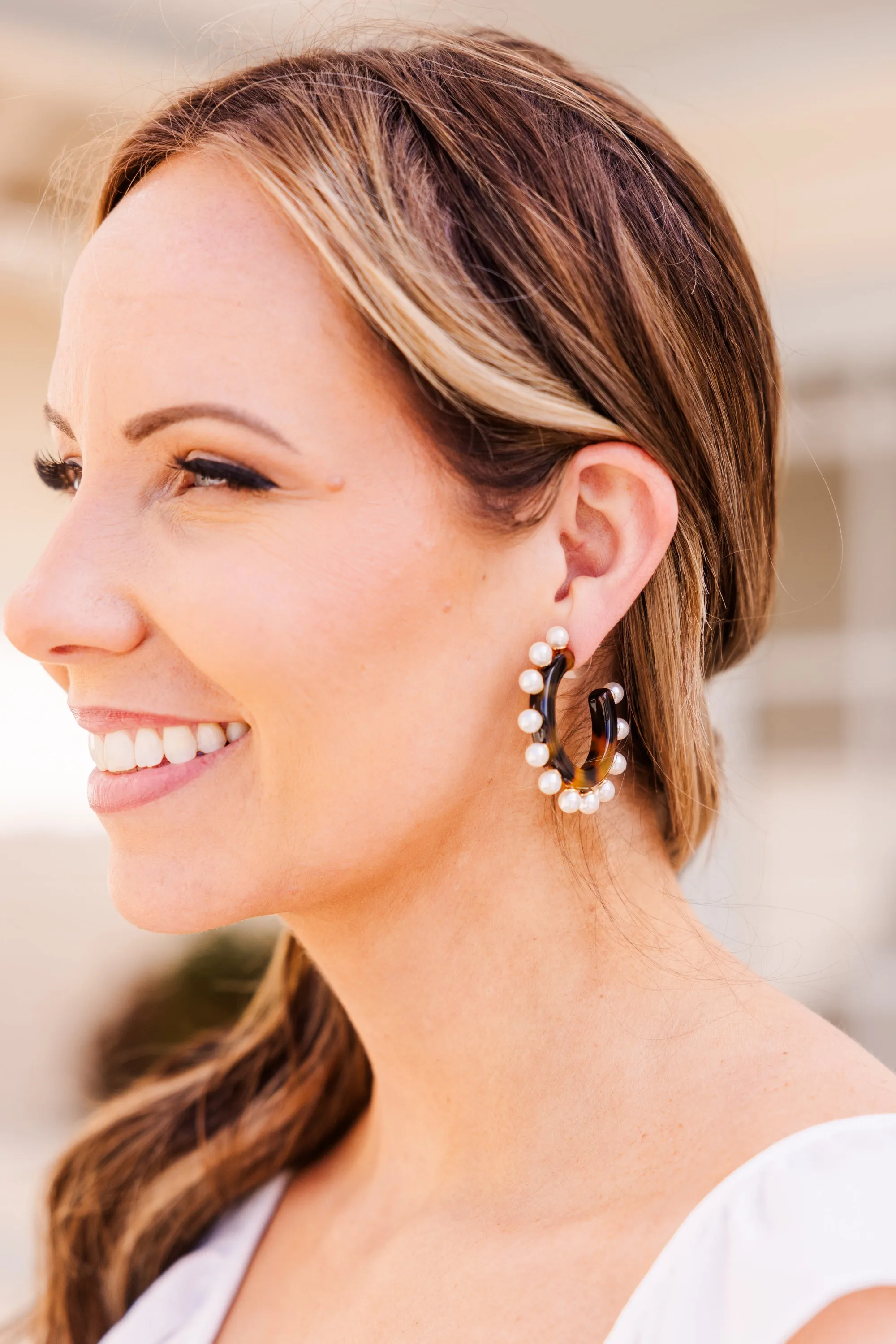What A Fun Time Earrings, Tortoise