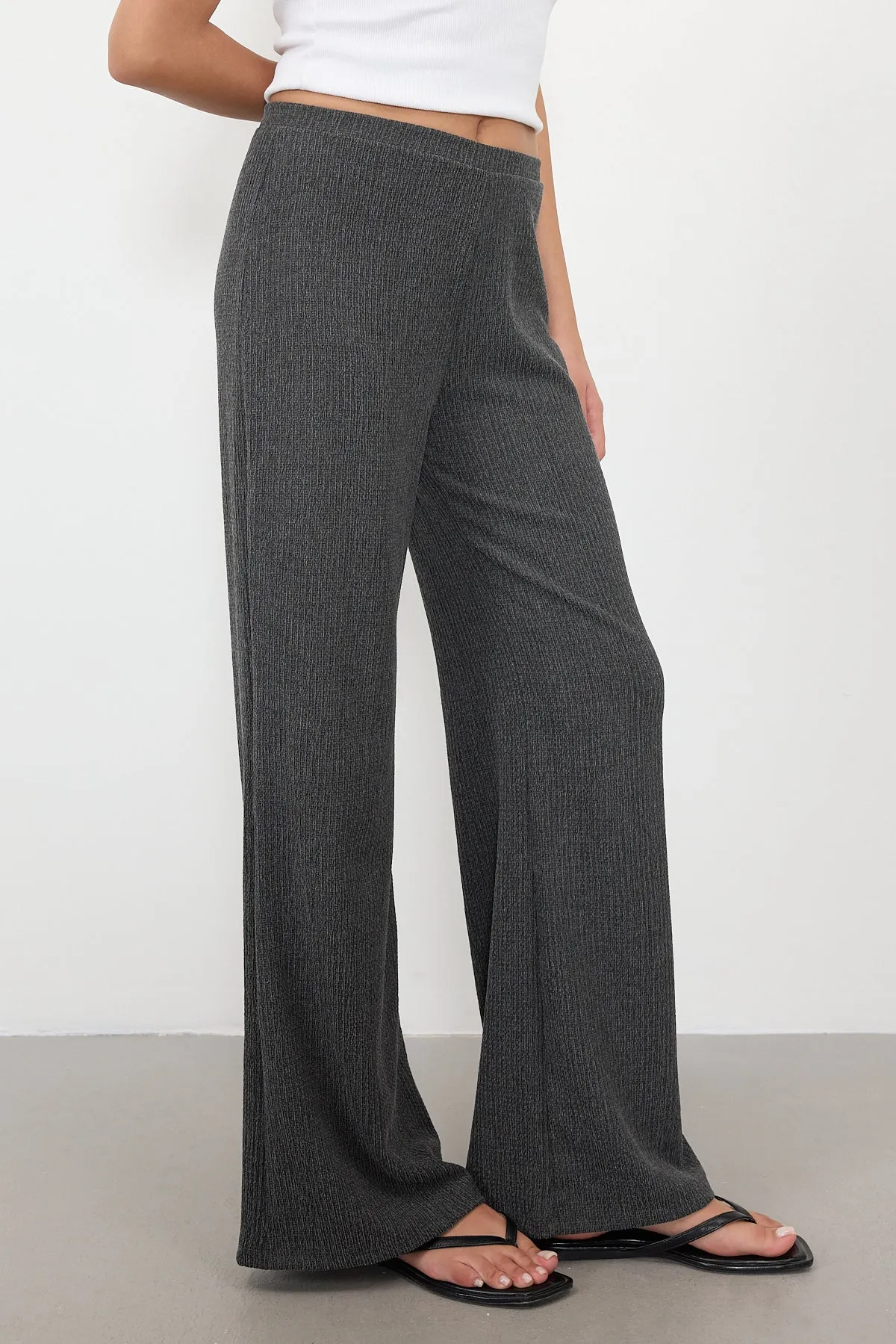 Wide Leg Trousers with Elastic Waist
