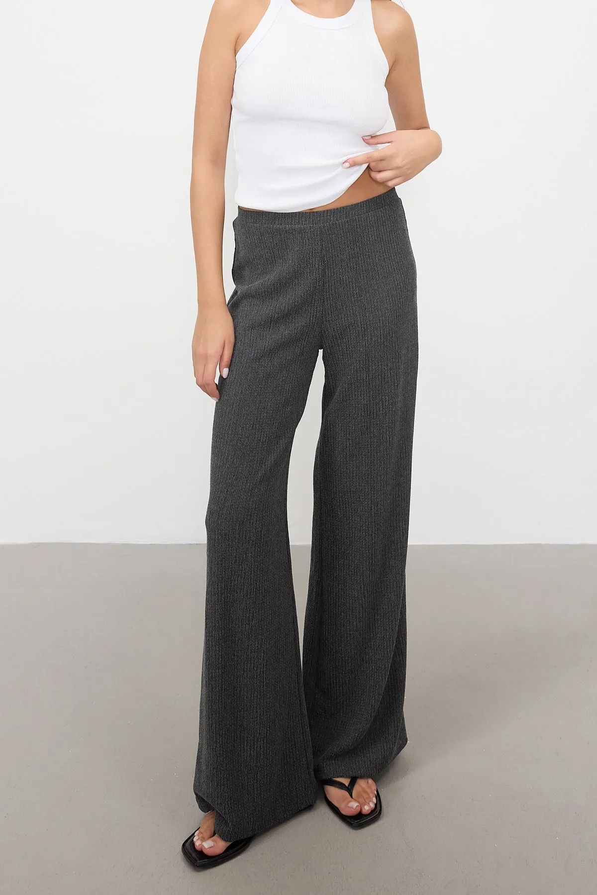 Wide Leg Trousers with Elastic Waist