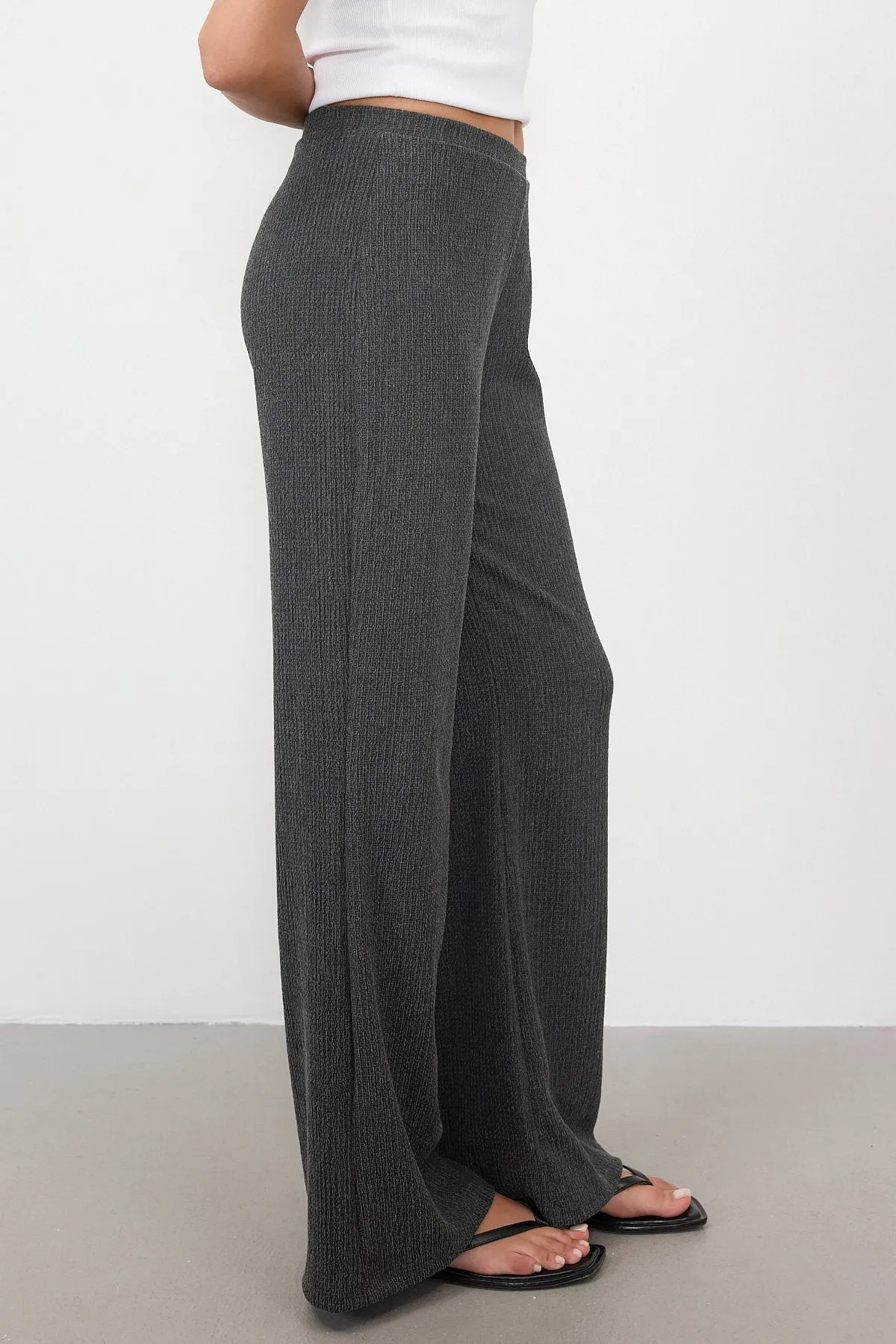 Wide Leg Trousers with Elastic Waist