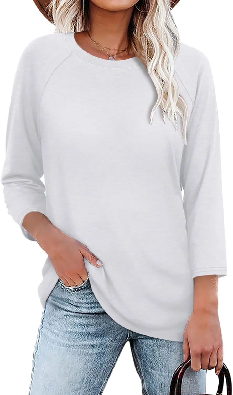 WIHOLL 3/4 Length Sleeve Womens Tops Summer Basic Business Casual Blouses 2025 Fashion