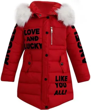 Winter Girls Thicken Fleece Hooded Jacket Casual Coat Faux Warm Hooded Cotton-padded Outwear for Kids 5-12 Years