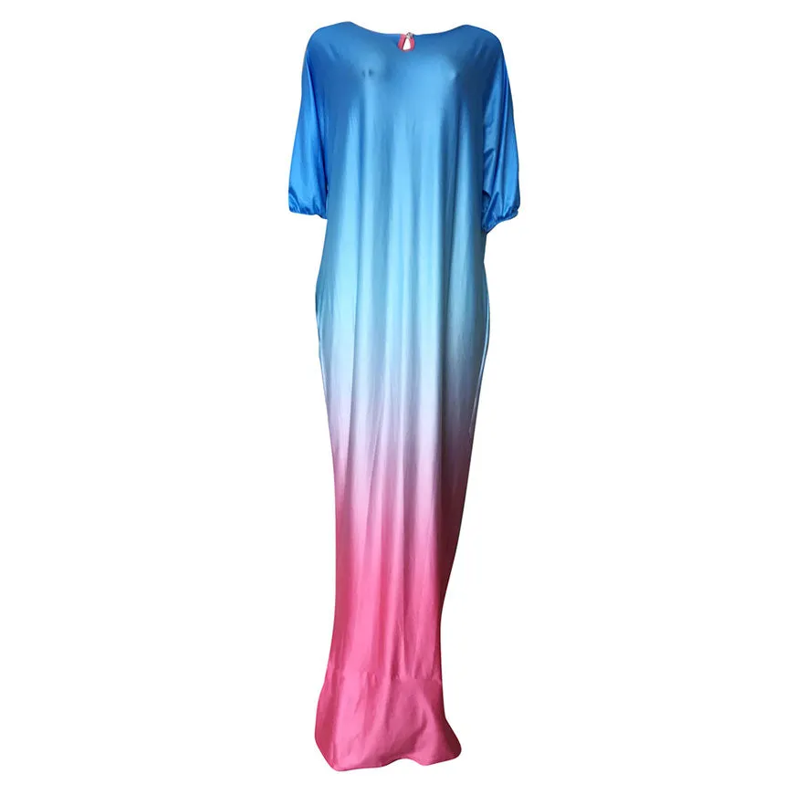 Women Bohemian Bat Sleeve Print Maxi Dress #Print #Bohemian
