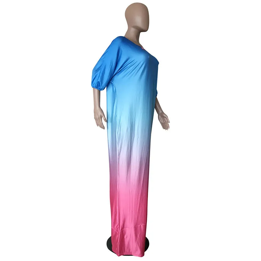 Women Bohemian Bat Sleeve Print Maxi Dress #Print #Bohemian