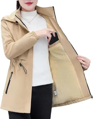 Women Winter Jacket Windbreaker Coat Mid Long Hooded Cotton Padded Jackets