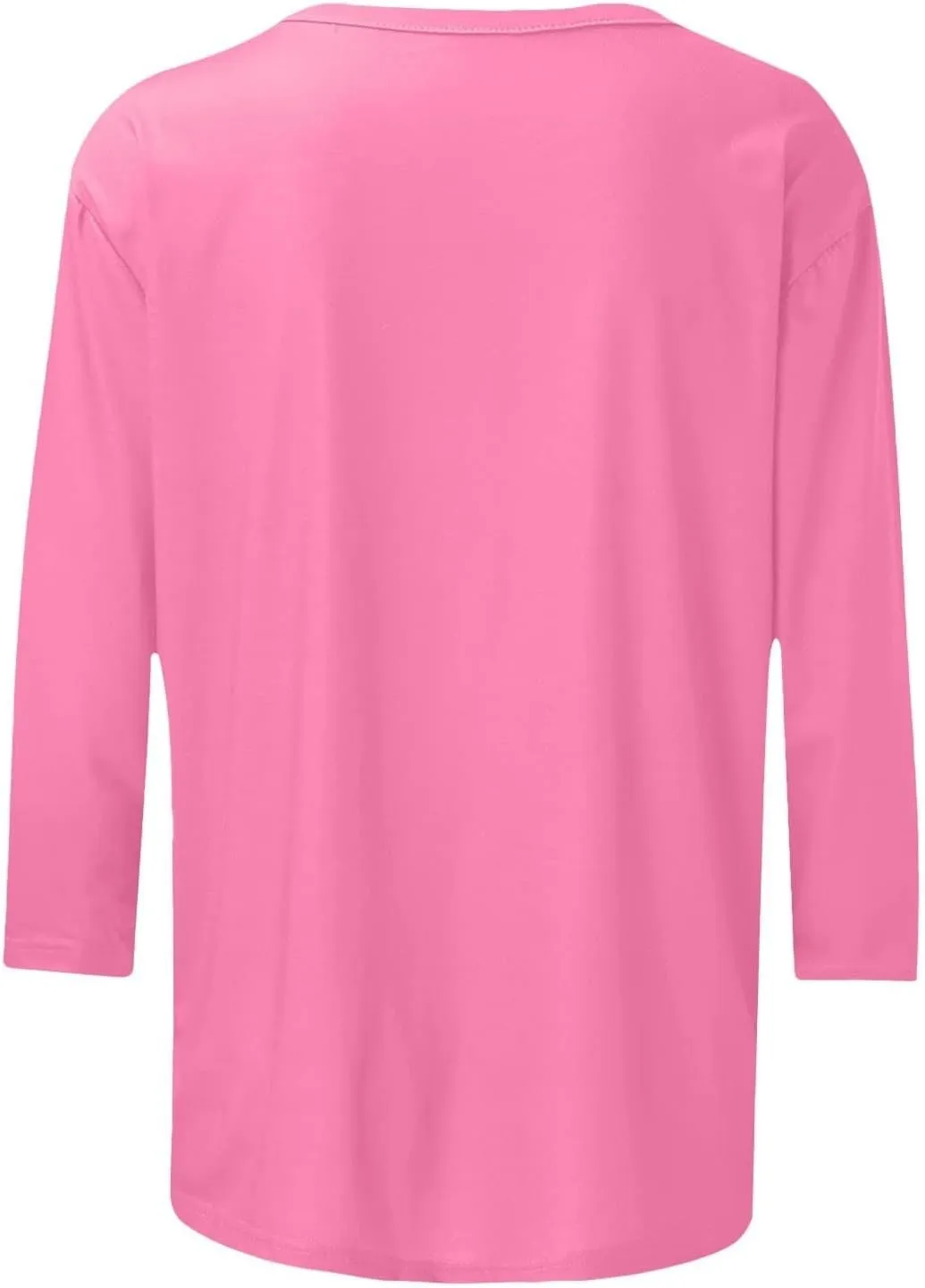Womens 3/4 Length Sleeve Tops Solid Color Dressy Blouses Trendy Casual Crew Neck T Shirt