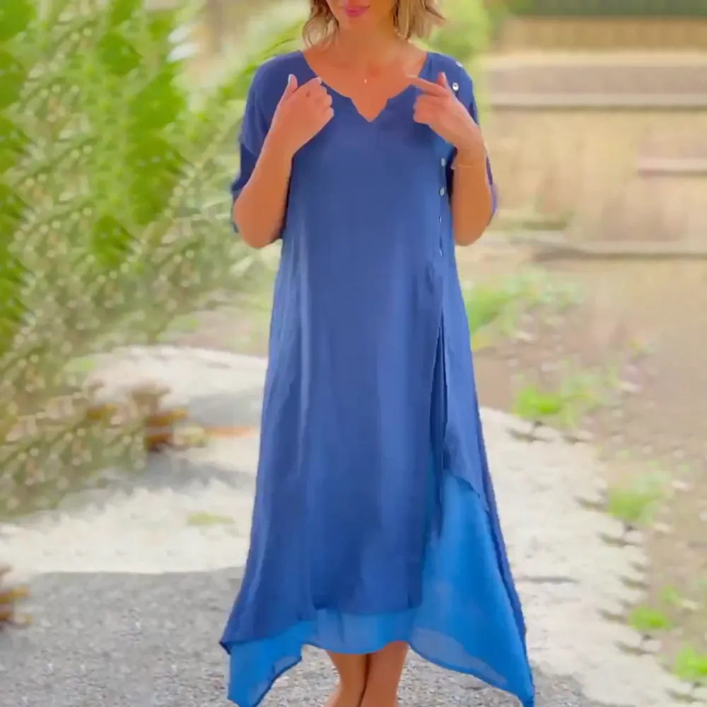 Women's Bohemian Maxi Dress | Elegant Asymmetrical Hem