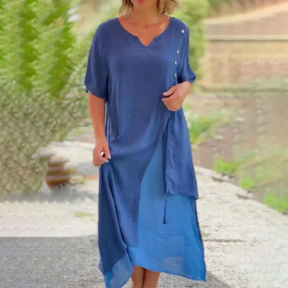 Women's Bohemian Maxi Dress | Elegant Asymmetrical Hem