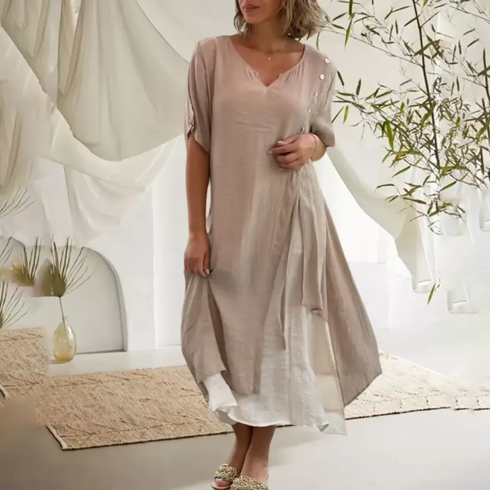Women's Bohemian Maxi Dress | Elegant Asymmetrical Hem