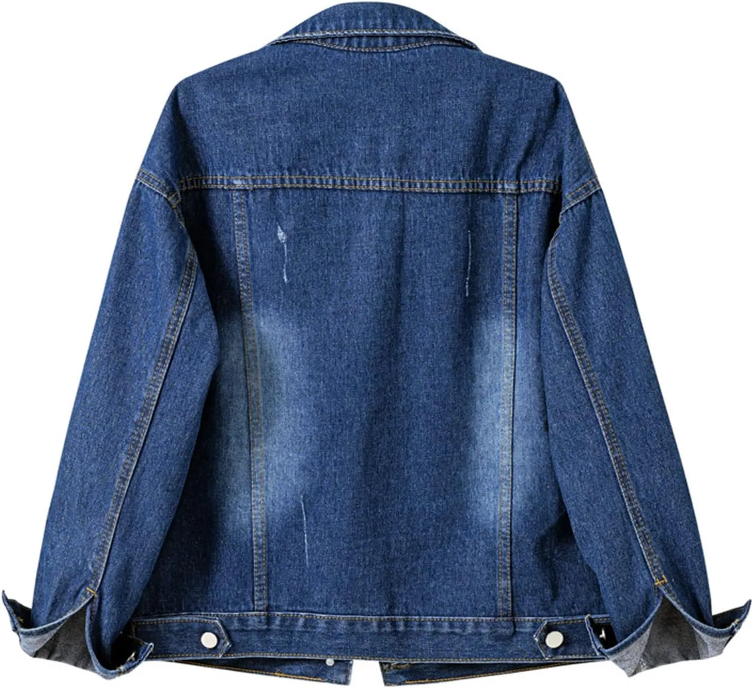 Womens Casual Cute Solid Long Sleeve Denim Jean Trucker Jacket Coat Outerwear