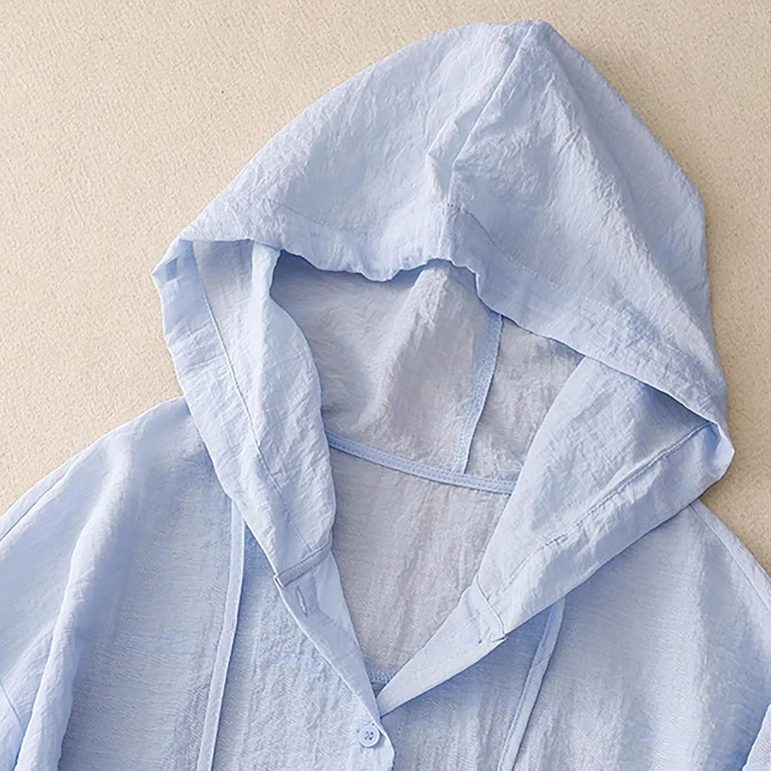 Womens Cotton Linen Hoodie Tops UPF 50  Sun Protection Shirts Long Sleeve Button Down Beach Shirt Blouses Cover up