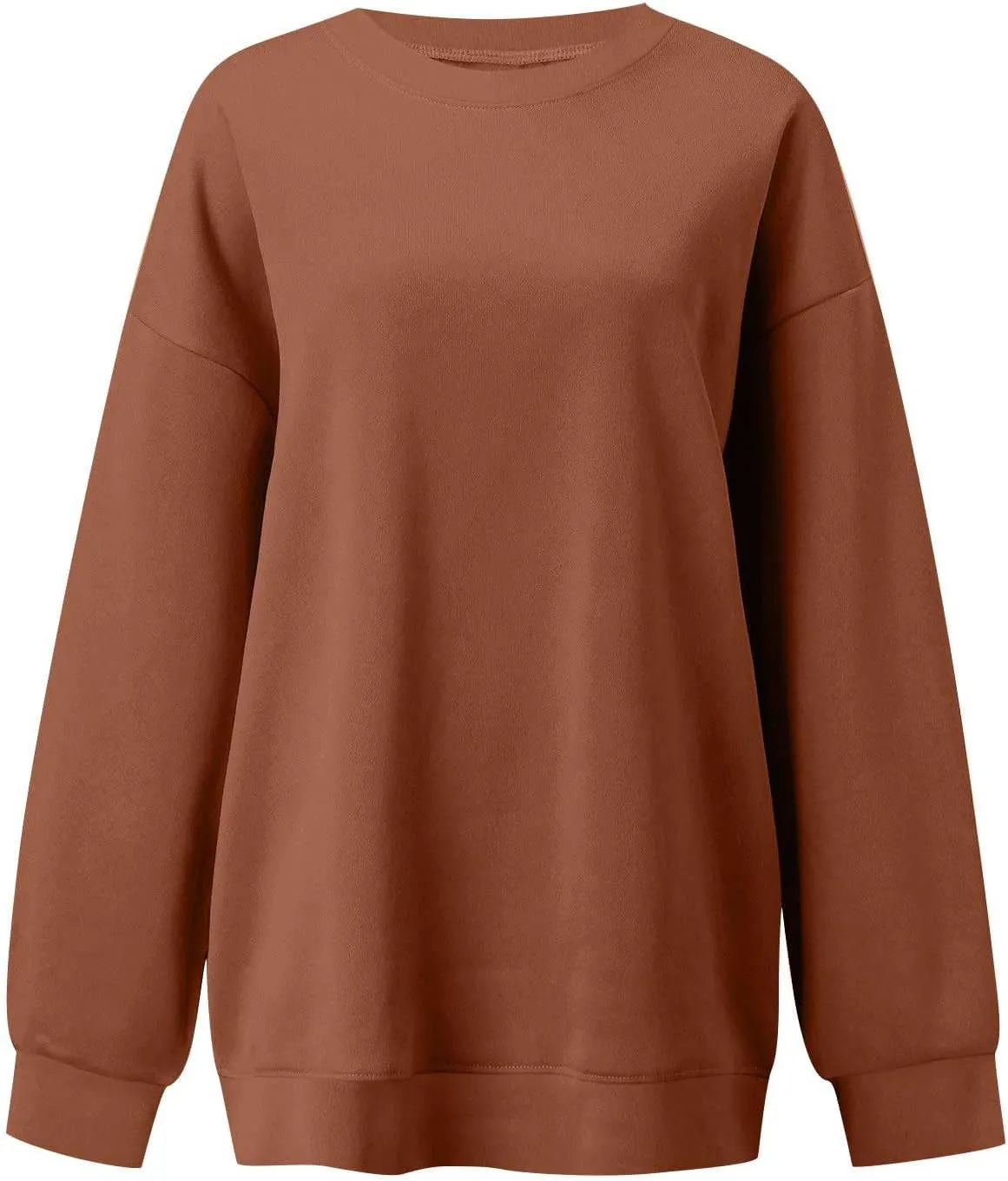 Womens Crewneck Sweatshirt Oversized Sweatshirt Fashion Long Sleeve Sweatshirt Casual Loose Pullover Solid Sweatshirt
