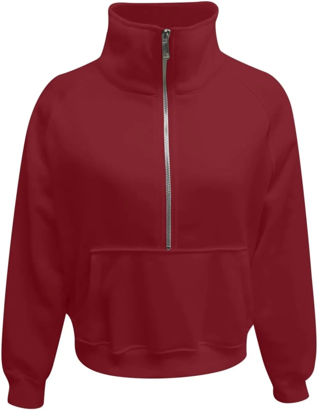 Women's Fashion Casual Half Zipper Short Stand Collar Plus Fleece Solid Color Hoodie Ladies Sweatsuits