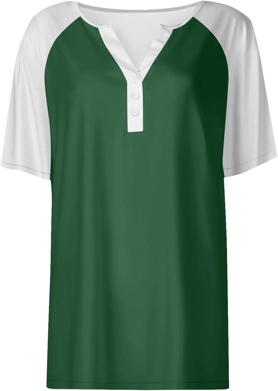 Womens Fashion Henley Raglan Short Sleeve Tops Basic Tunic T-Shirts Casual Button Down Half Sleeve Blouses