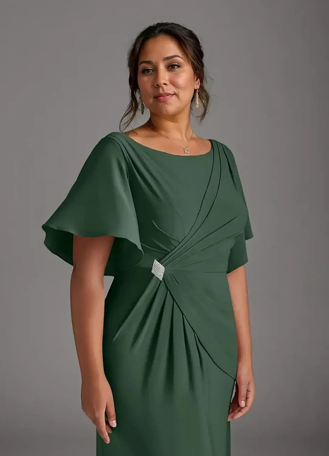 Women's Formal Dresses with Sleeves Chiffon Mother of The Bride Dresses for Wedding Floor Length Evening Gown