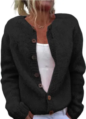 Women's Funny Fall Winter Animal Floral Christmas Tree Long Sleeve Button Knit Cardigan Sweater