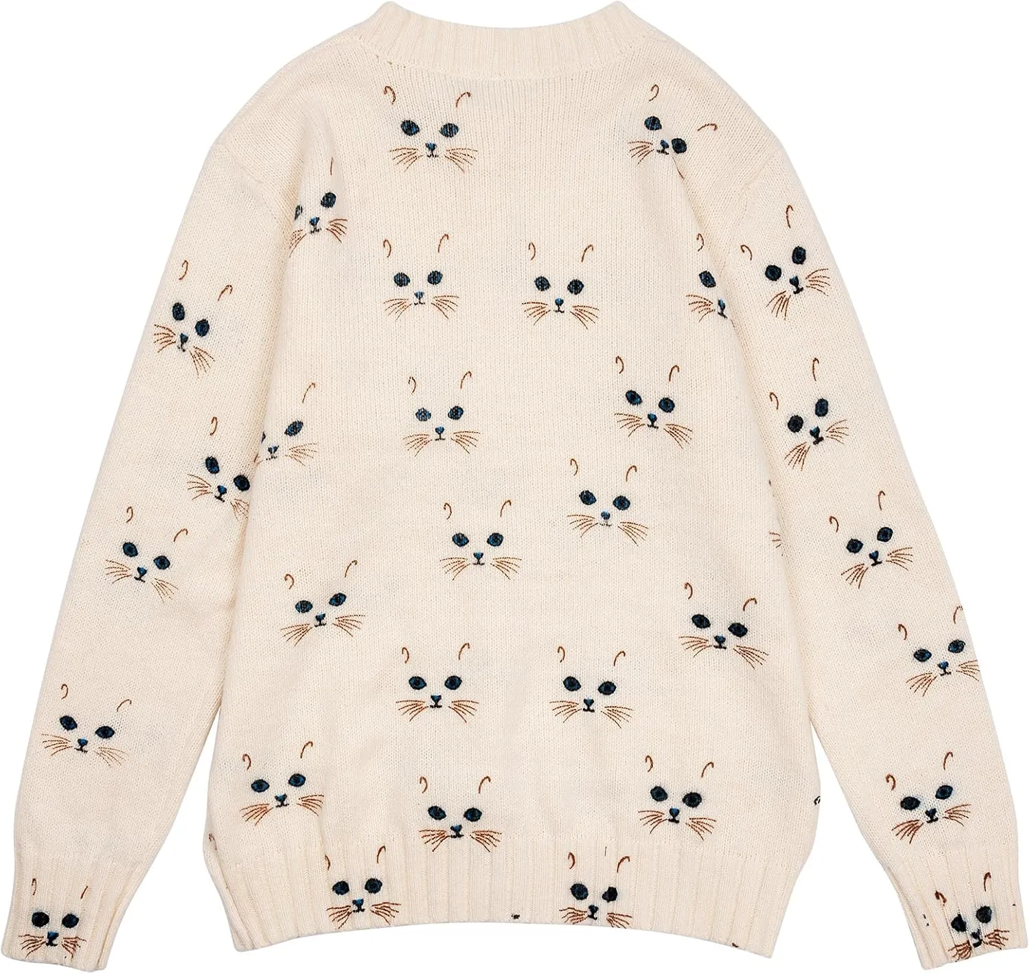 Women's Funny Fall Winter Animal Floral Christmas Tree Long Sleeve Button Knit Cardigan Sweater