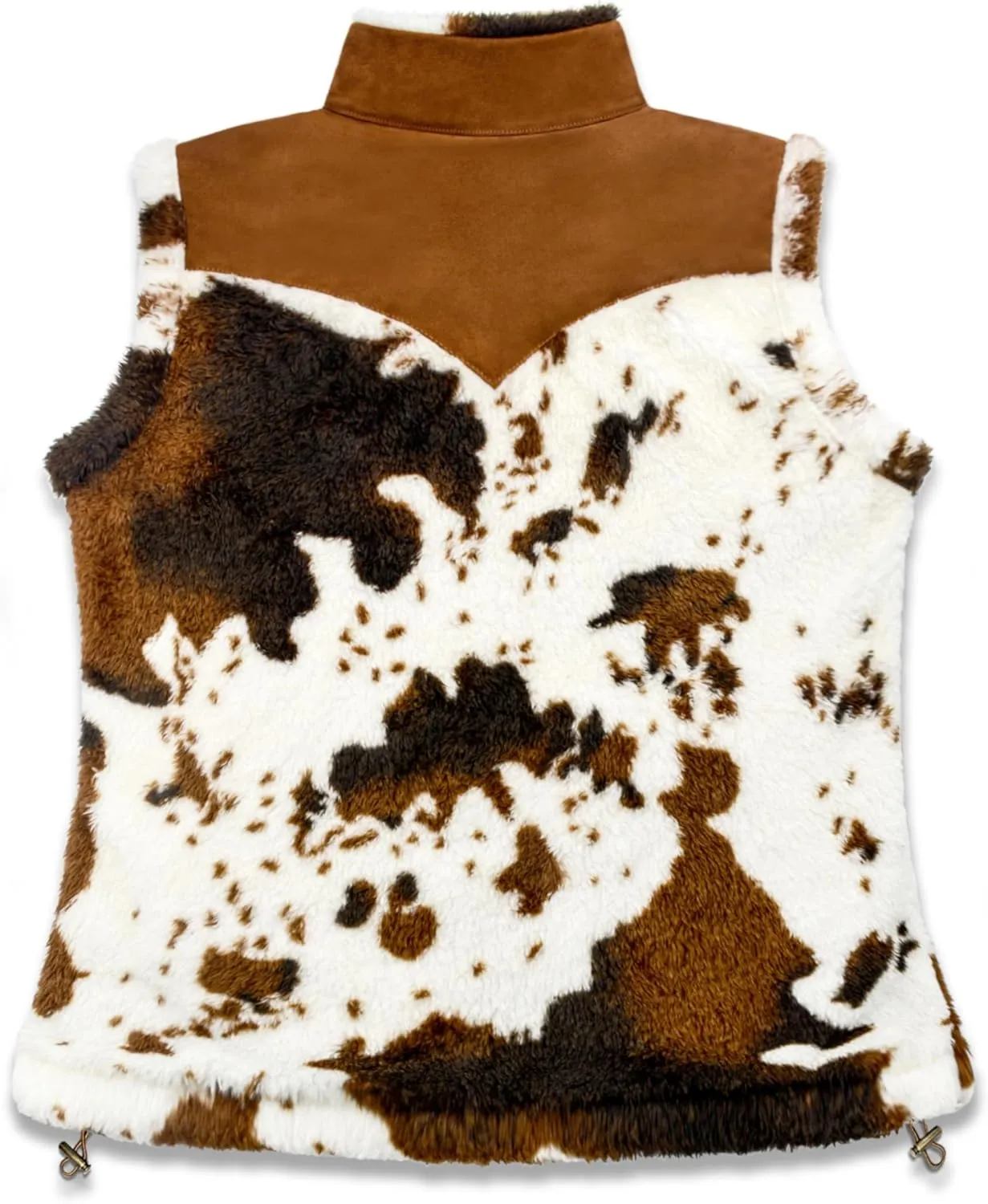 Women's Fuzzy Cow Print Vest Cozy Lightweight Sherpa Fleece Vest for Women Sleeveless Outerwear with Pockets