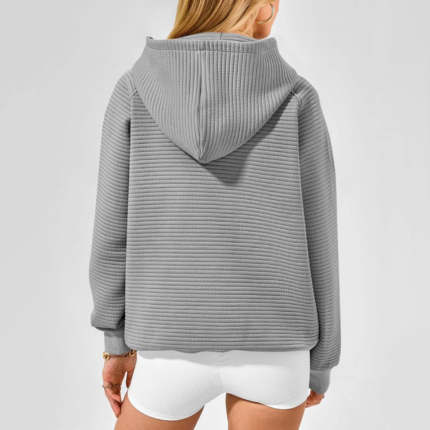Womens Hoodies Loose Fleece Long Sleeve Hooded Sweatshirts Casual Comfy Crew Neck Pullover Top with Pockets