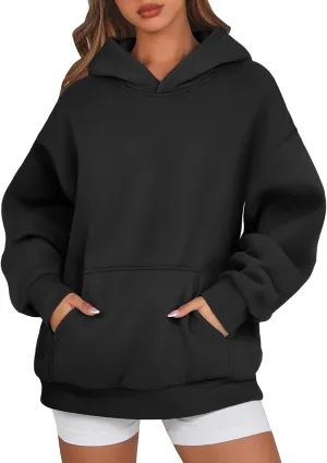 Womens Hoodies Pullover Trendy Y2k Cute Oversized Sweatshirt Fleece Lined Long Sleeve Fall Sweatshirts with Pockets