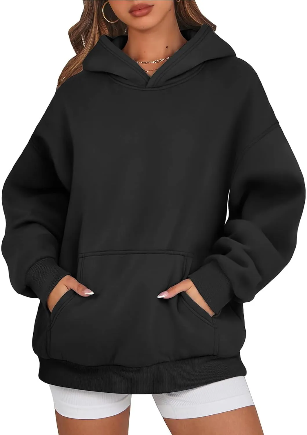 Womens Hoodies Pullover Trendy Y2k Cute Oversized Sweatshirt Fleece Lined Long Sleeve Fall Sweatshirts with Pockets