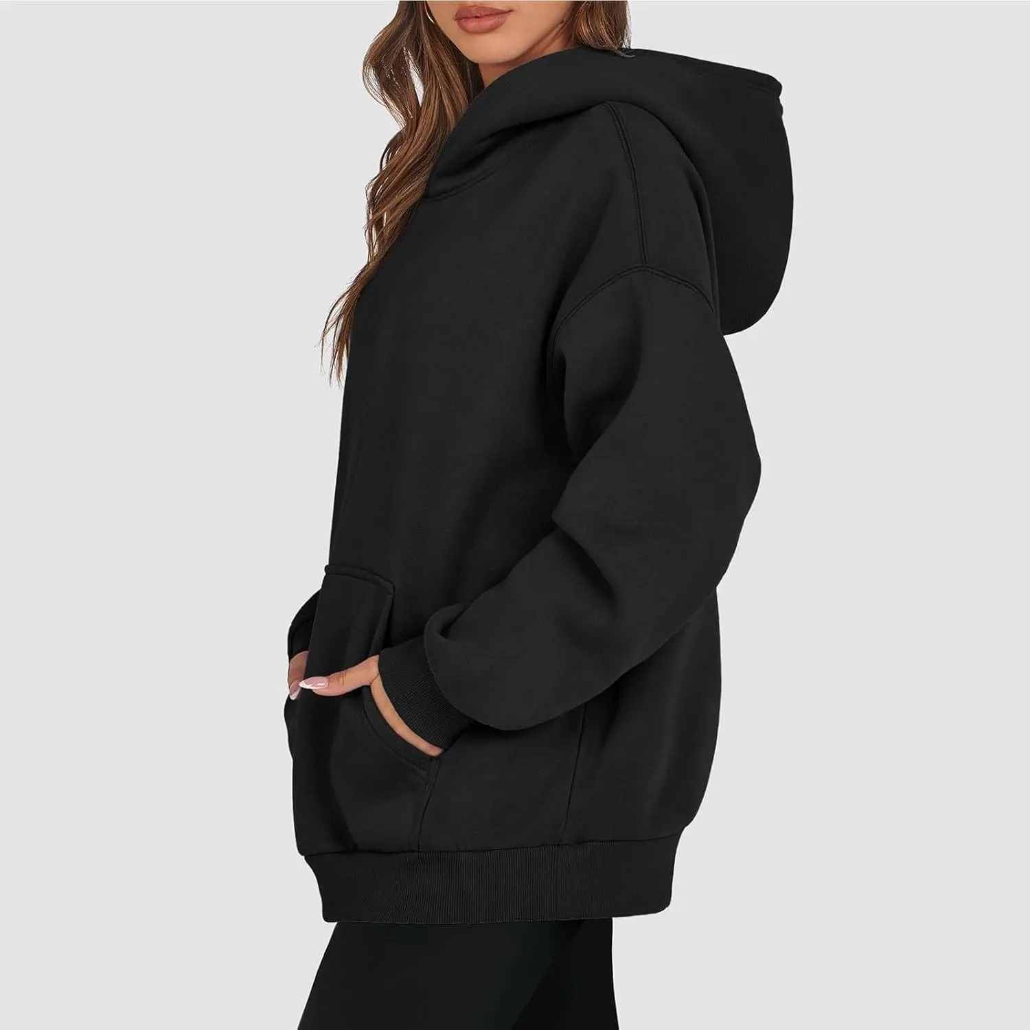 Womens Hoodies Pullover Trendy Y2k Cute Oversized Sweatshirt Fleece Lined Long Sleeve Fall Sweatshirts with Pockets