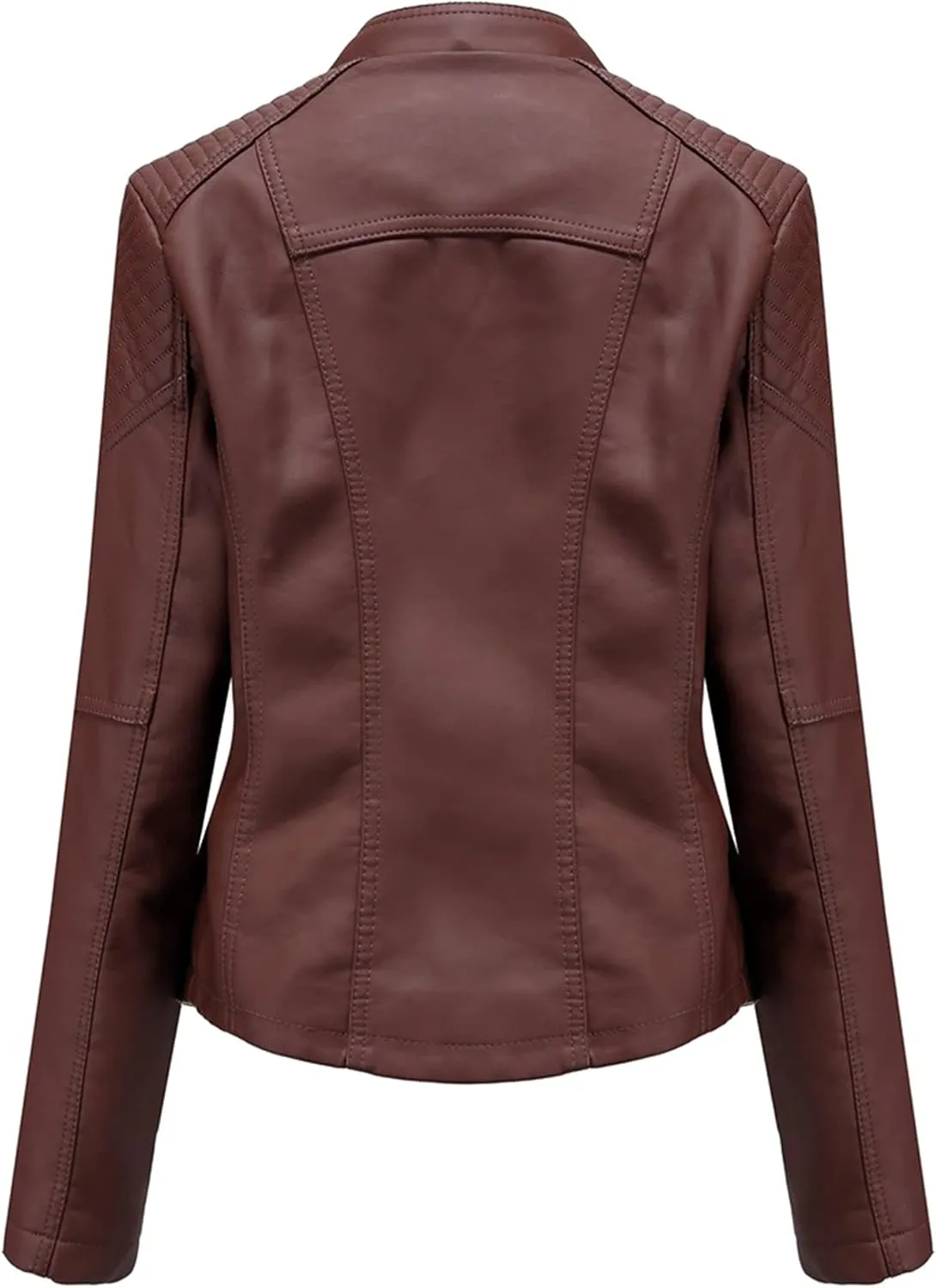 Womens Ladies Faux Leather Zipper Punk PU Slim Motorcycle Biker Short Jacket Coat