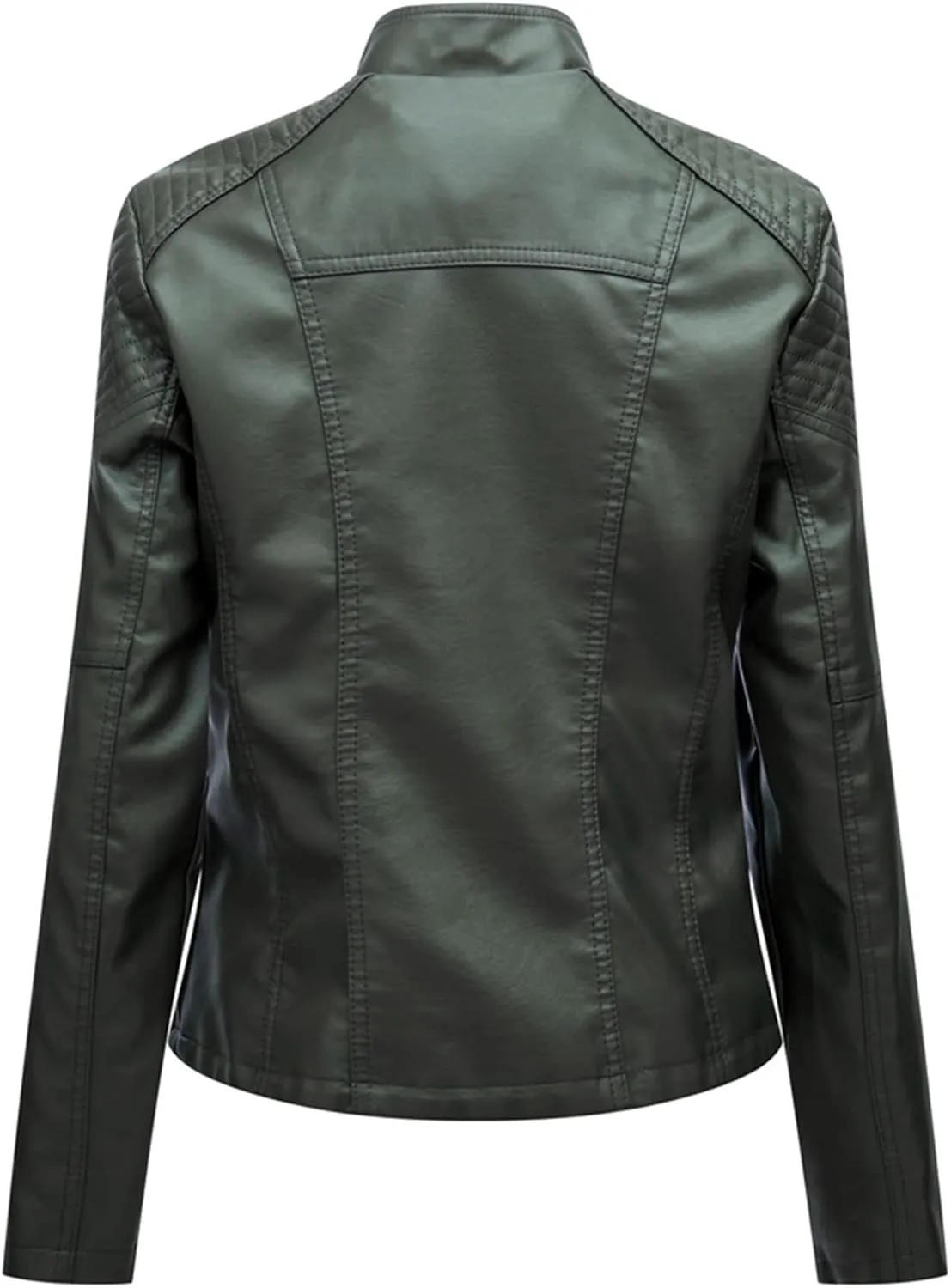 Womens Ladies Faux Leather Zipper Punk PU Slim Motorcycle Biker Short Jacket Coat