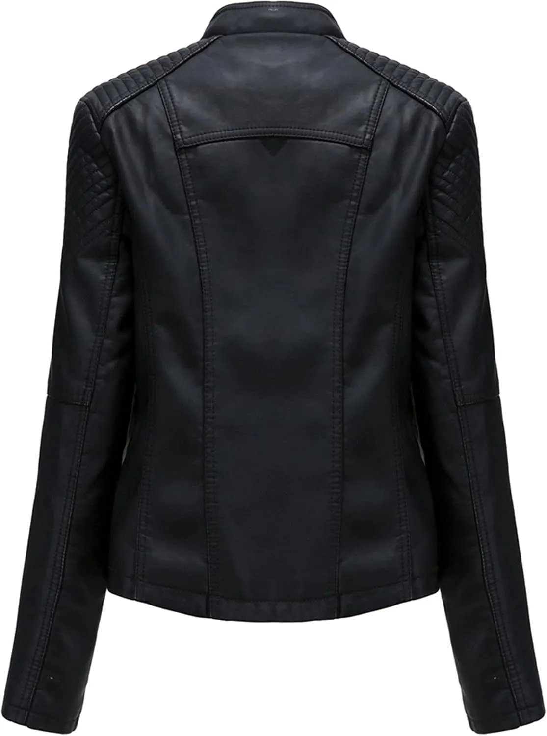 Womens Ladies Faux Leather Zipper Punk PU Slim Motorcycle Biker Short Jacket Coat