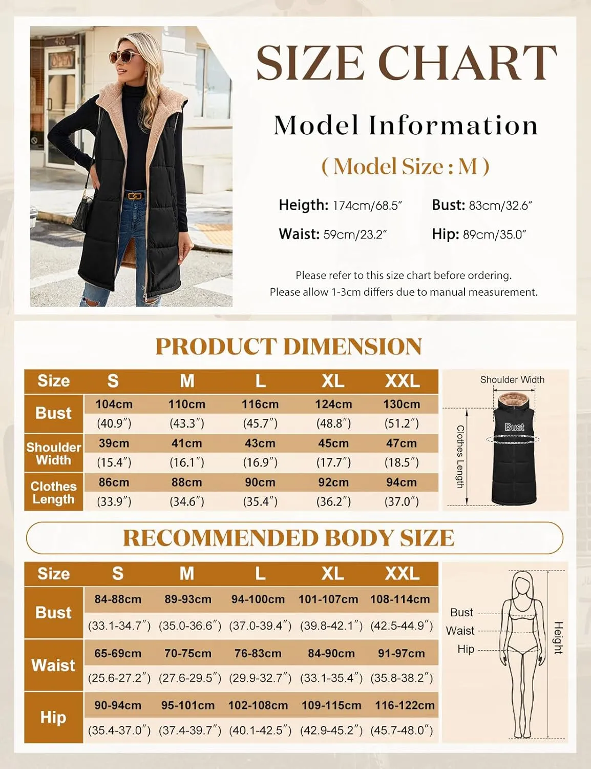 Womens Long Puffer Vest Fall Sleeveless Fleece Vest Reversible Vests Zip Up Winter Coat Fleece Jacket Long Hoodie