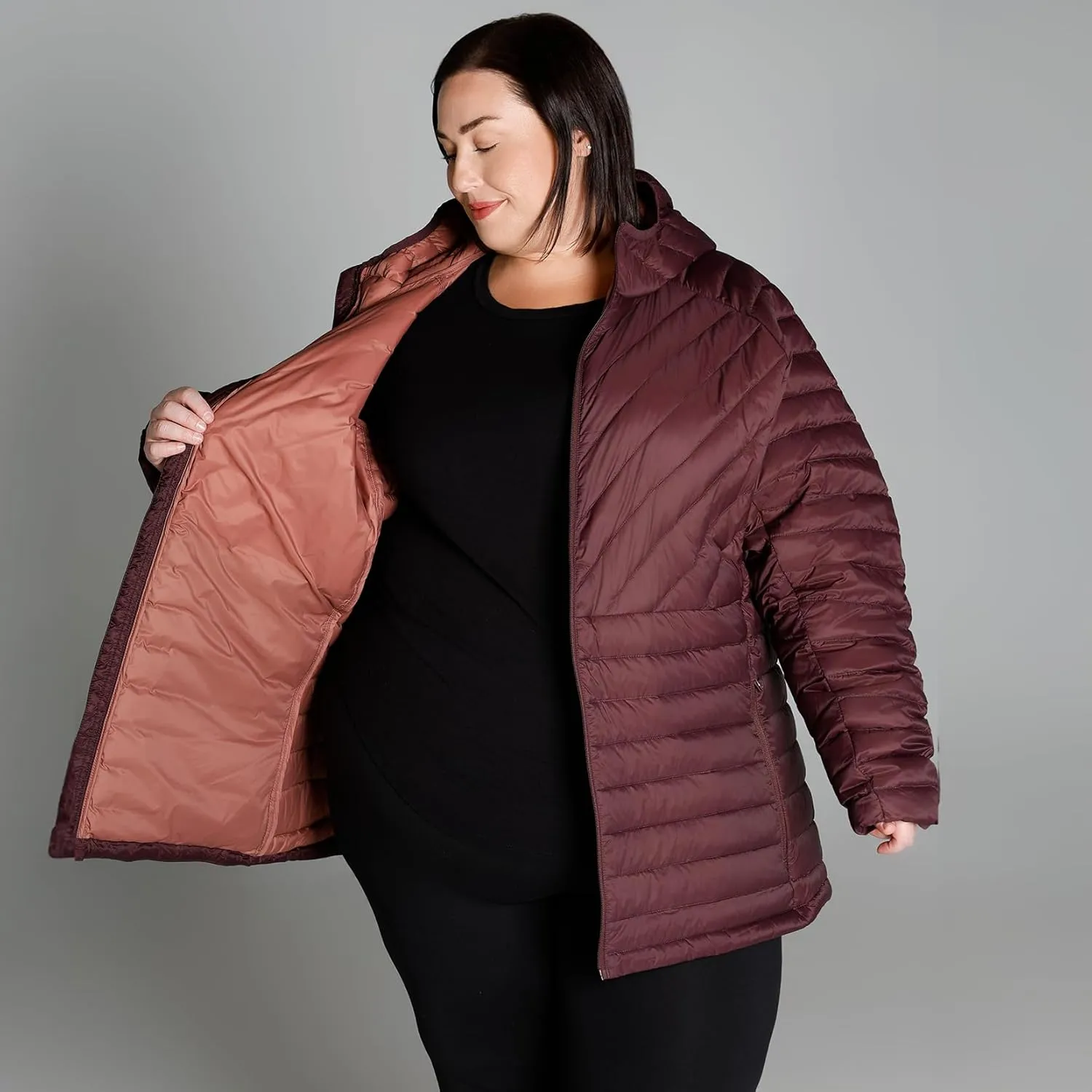 Women's Plus Size Packable Down Jacket 1X-6X Hooded Lightweight Spring Fall Coat