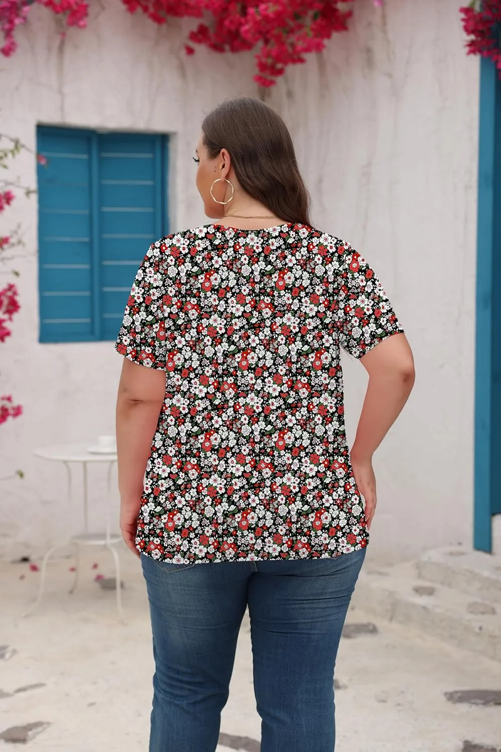 Women's Plus Size Scoop Neck Short Sleeve T Shirts Blouses Tops Basic Ladies Loose Fit T Shirt