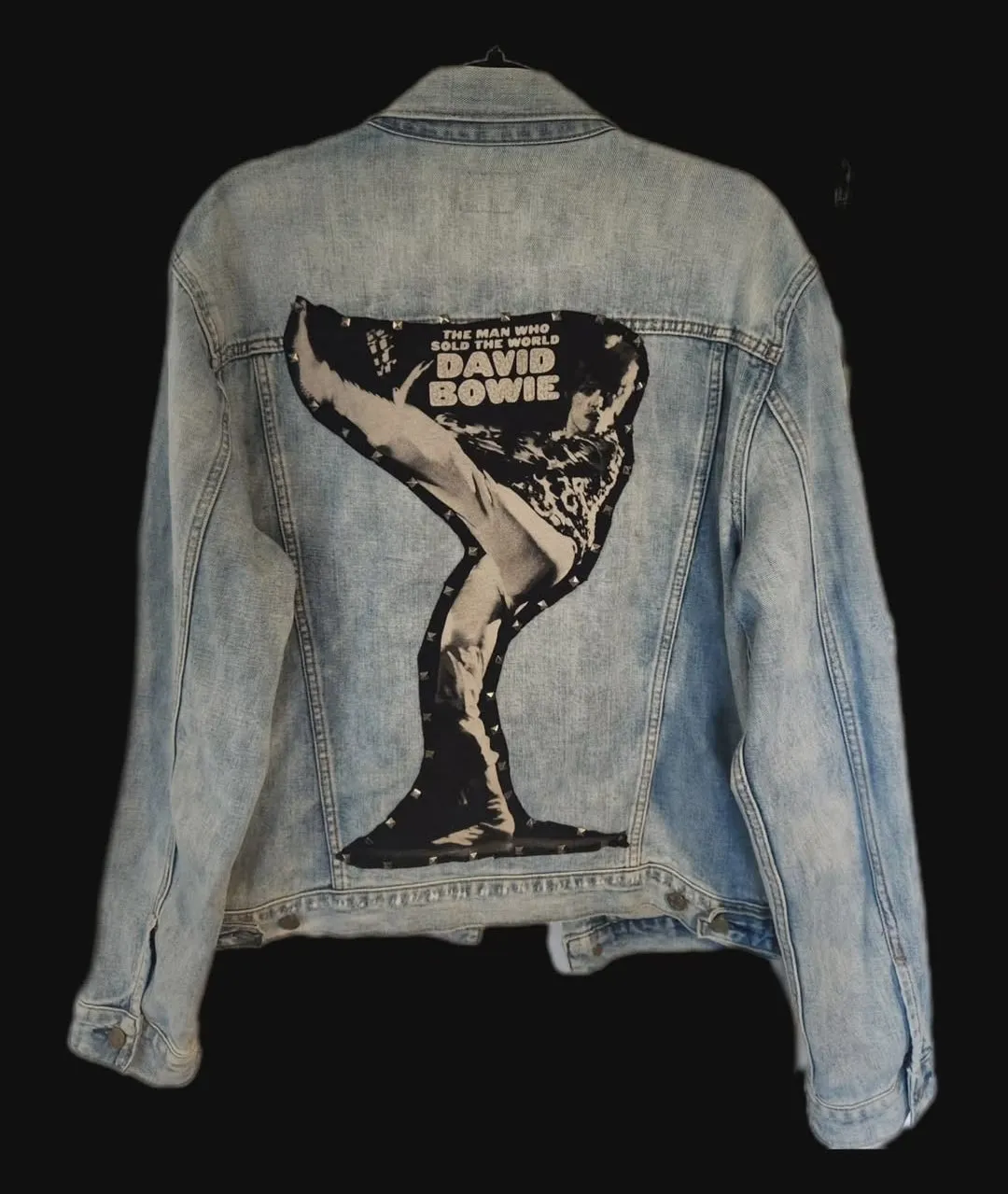Womens reworked denim  rock n roll jacket with Bowie-